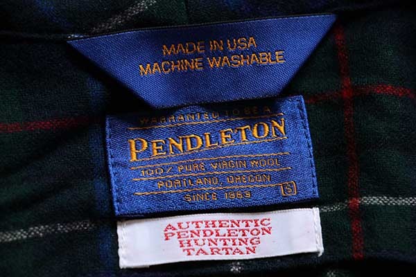 90s USA製 PENDLETONペンドルトン タータンチェック ショールカラー