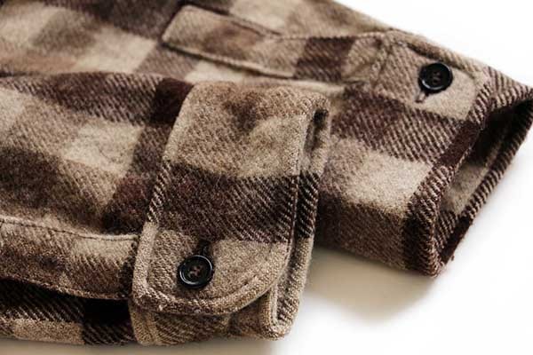 70s Woolrichウールリッチ ブロックチェック ウールシャツ ブラウン M