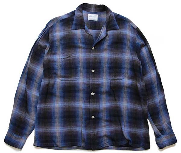 60s PENNEY'S TOWNCRAFT オンブレチェック レーヨン オープンカラー