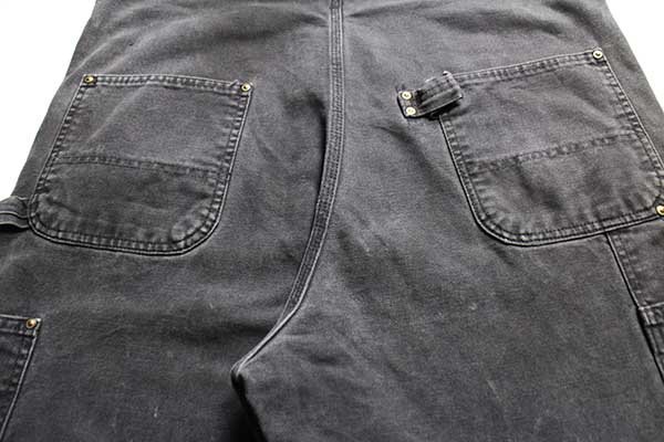 80s USA製 carharttカーハート ダック地 ダブルニー オーバーオール 黒