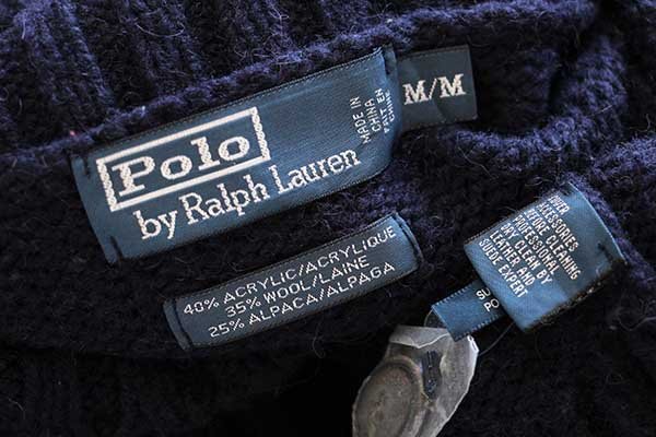 ポロ ラルフローレン ショールカラー アクリル×ウール×アルパカニット