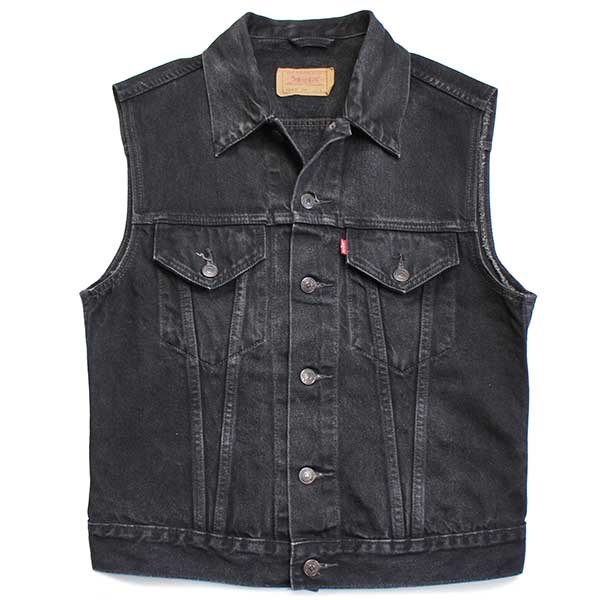 90s Levi'sリーバイス 70401 ブラック デニムベスト L☆ユーロ
