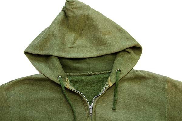 70s UNKNOWN 無地 スウェット ジップパーカー 杢グリーン フェード