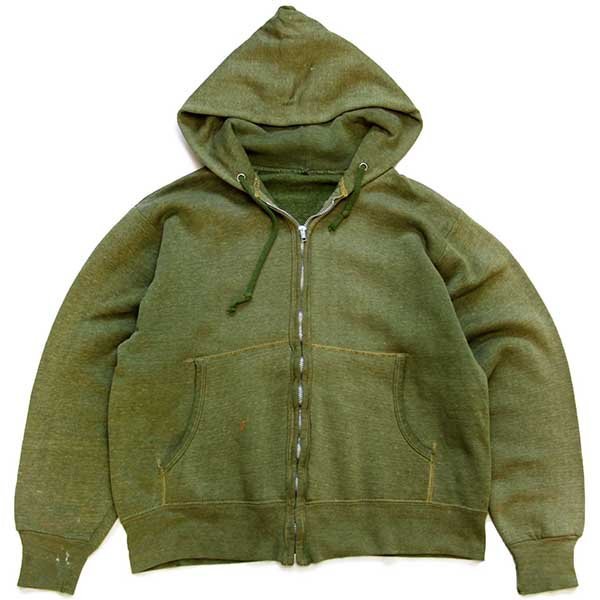 70s UNKNOWN 無地 スウェット ジップパーカー 杢グリーン フェード