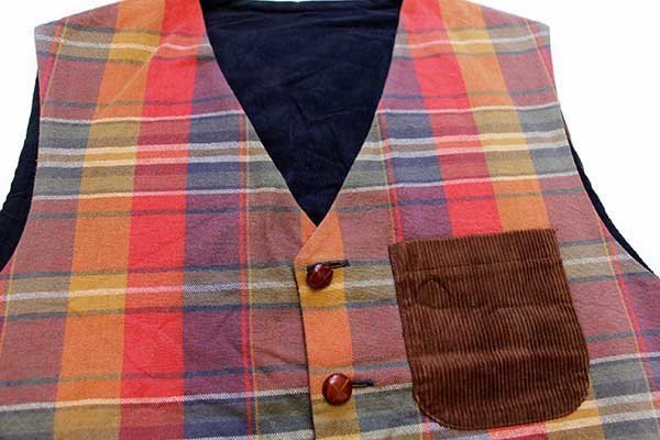 90s イタリア製 Country Side リバーシブル マドラスチェック×無地