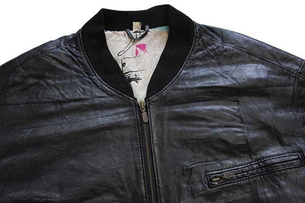 90s UNKNOWN 総柄 ライナー レザージャケット 黒 52 - Sixpacjoe Web Shop