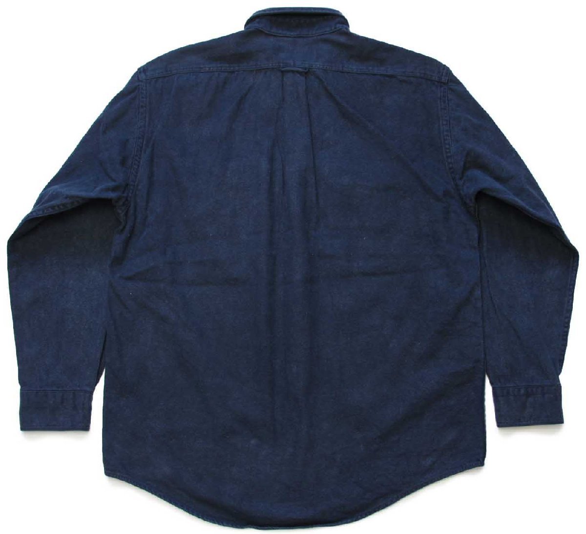 80s USA製 FILSONフィルソン 無地 ヘビーコットンシャツ 紺 L