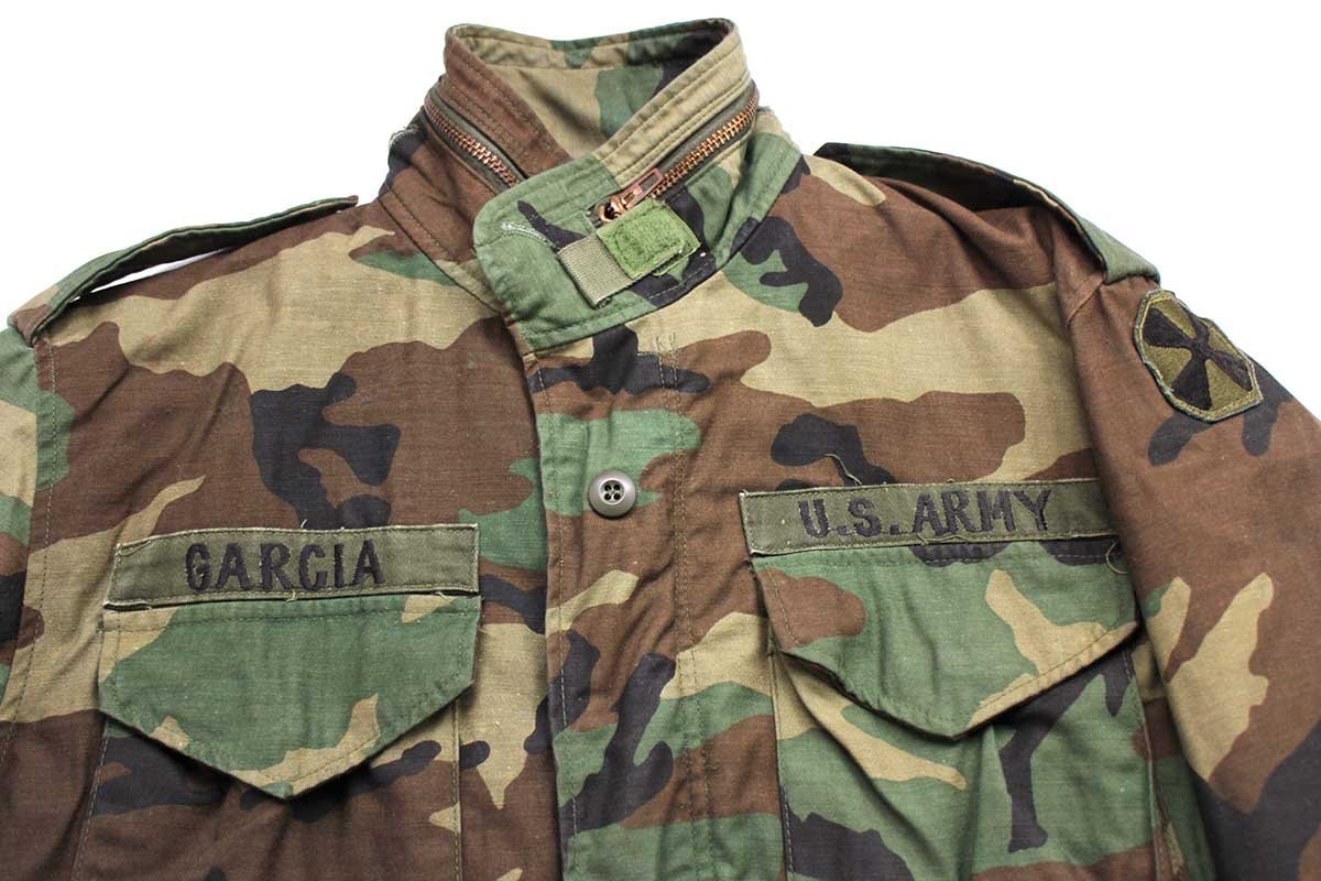 80s 米軍 U.S.ARMY パッチ付き ウッドランドカモ M-65 フィールド