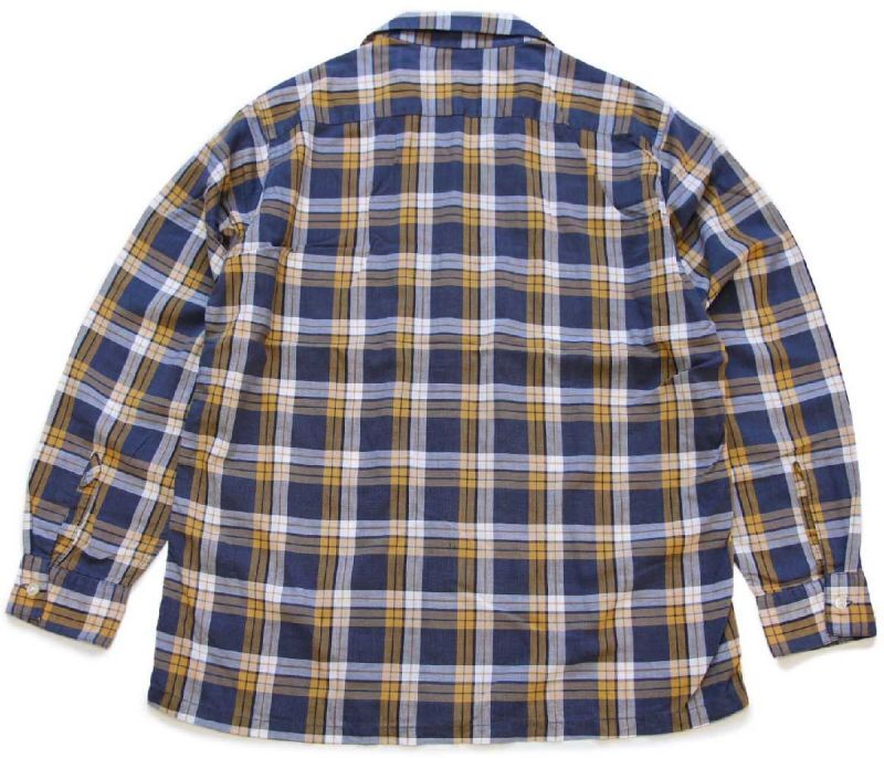 60s USA製 ARROW チェック コットン オープンカラーシャツ M