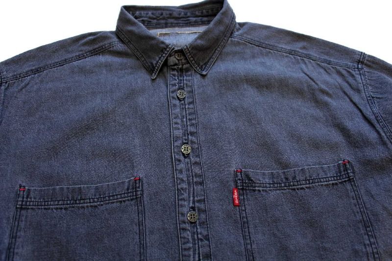 90s Levi'sリーバイス 先染め ブラック デニムシャツ L - Sixpacjoe