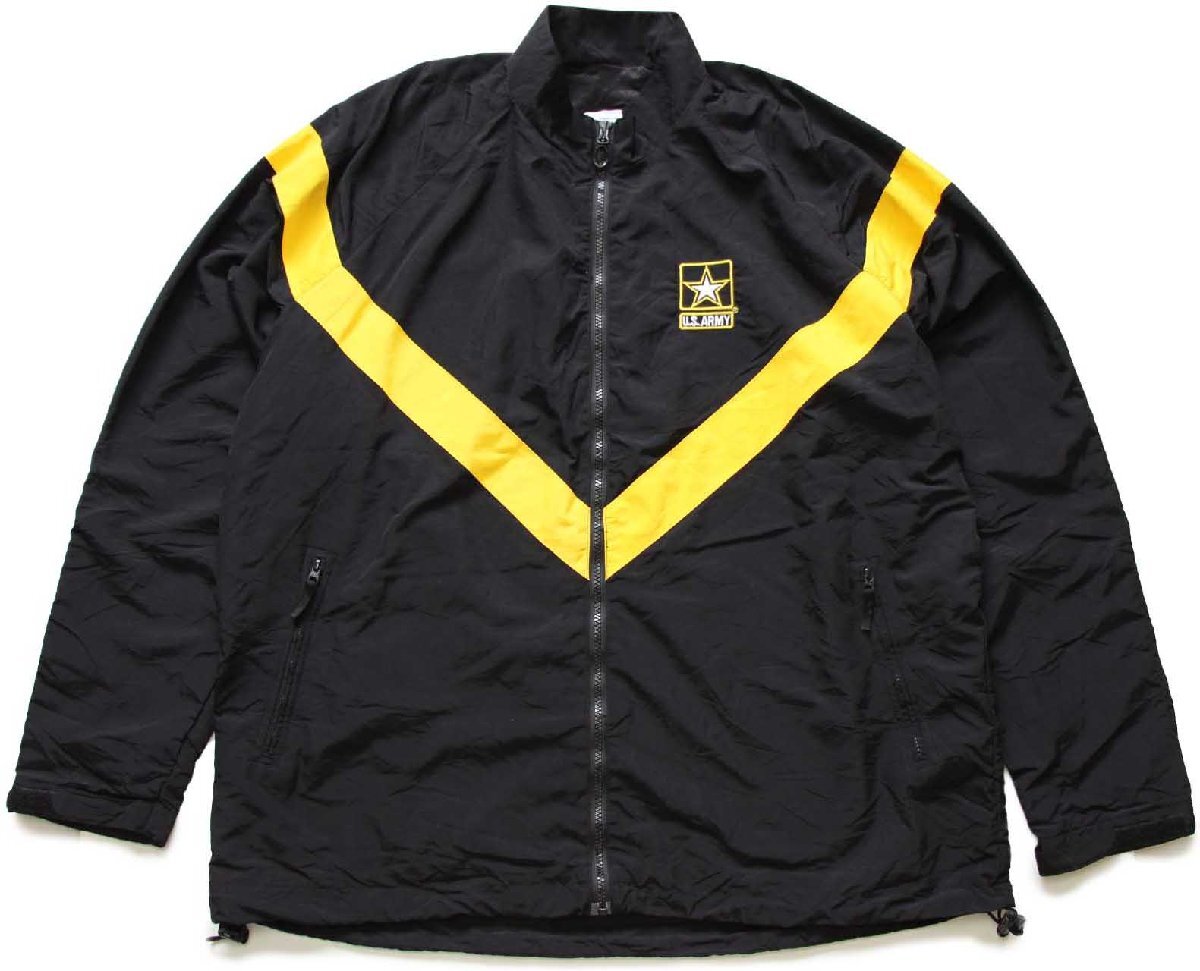 米軍 U.S.ARMY APFU ロゴ刺繍 ナイロンジャケット 黒 XL-L☆IPFU