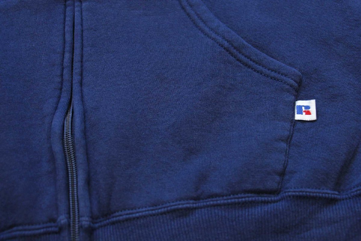 90s USA製 RUSSELLラッセル 無地 スウェット ジップパーカー 紺 XXL