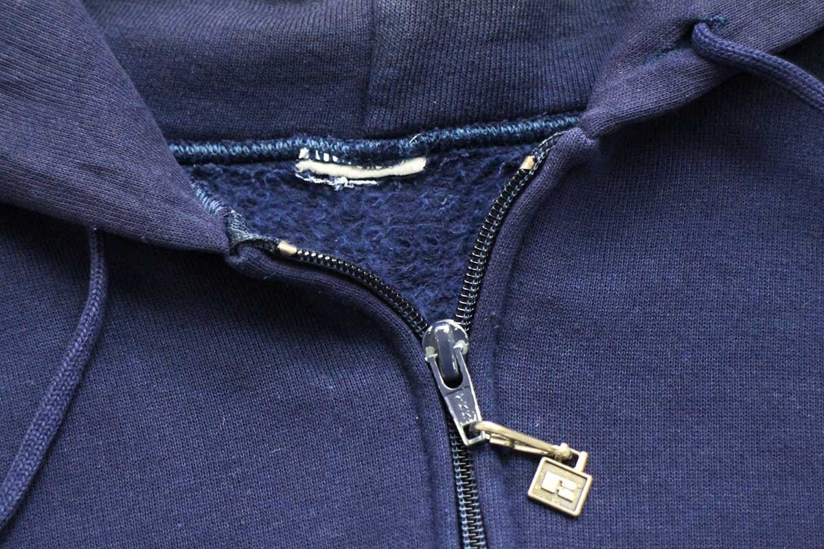 90s RUSSELLラッセル 無地 スウェット ジップパーカー ナス紺 フェード