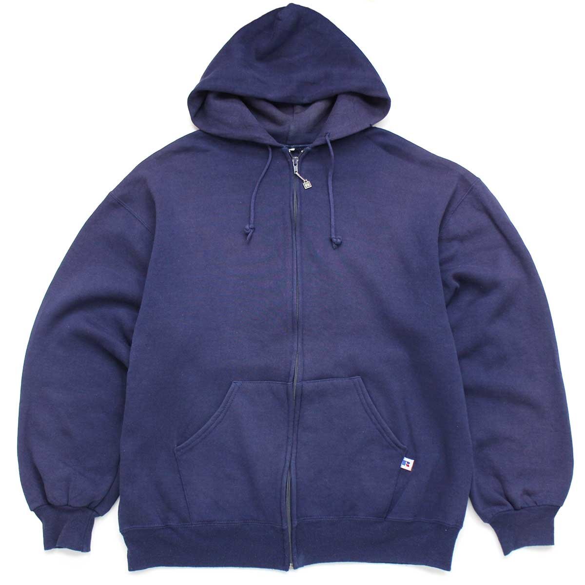 90s RUSSELLラッセル 無地 スウェット ジップパーカー ナス紺 フェード