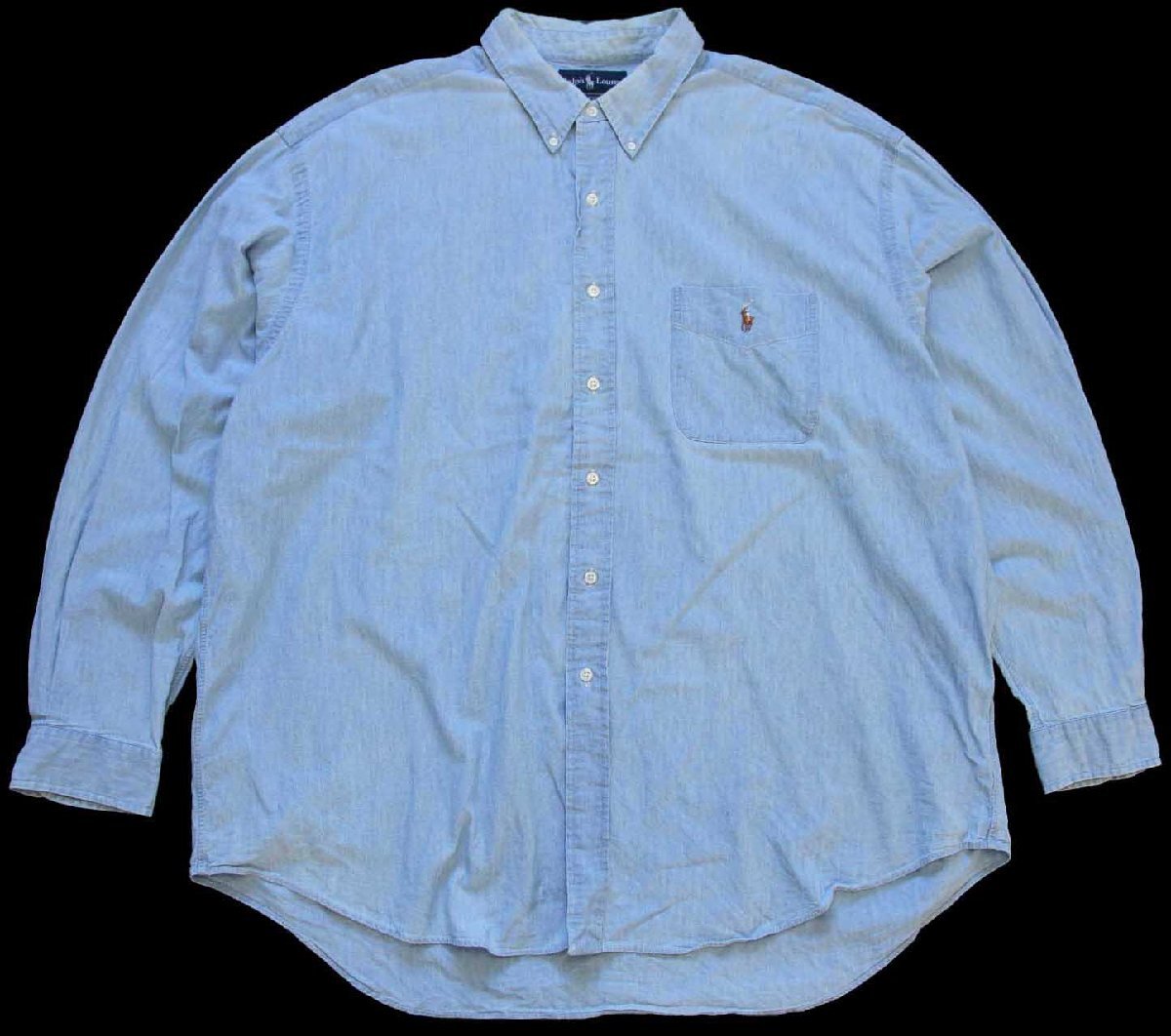 90s ラルフローレン BIG SHIRT ワンポイント ポケット付き ボタン