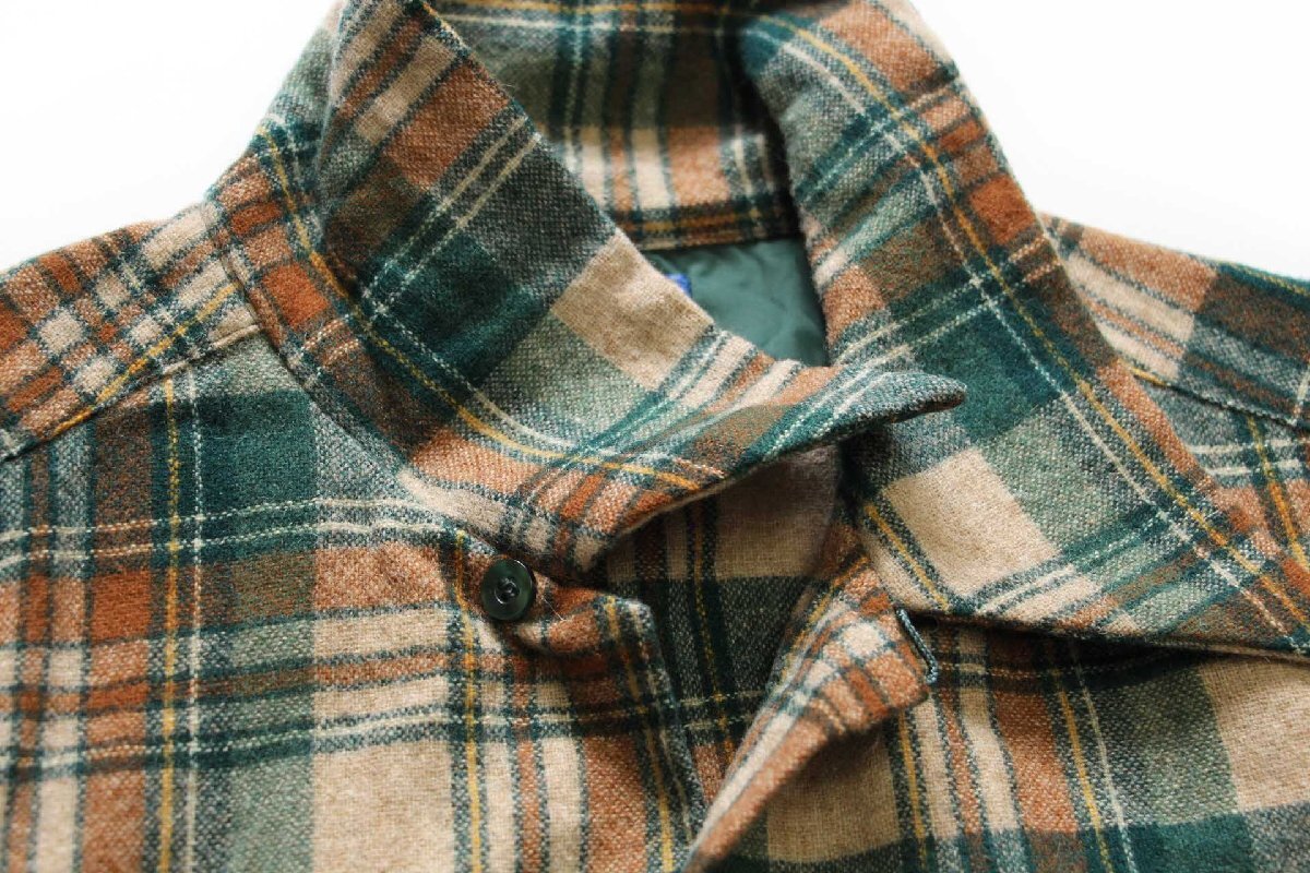 70s USA製 PENDLETONペンドルトン チェック オープンカラー ウール