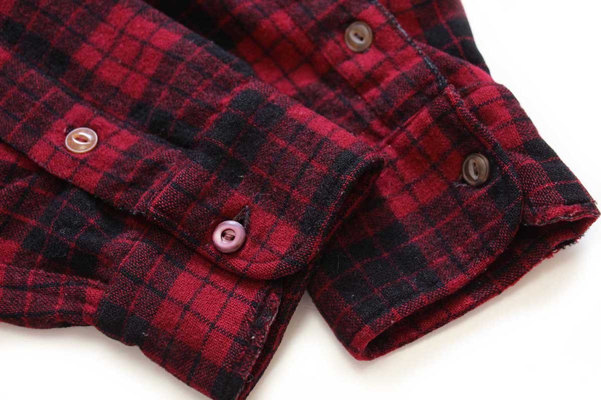40s PENDLETONペンドルトン チェック ウールシャツ 濃赤×黒