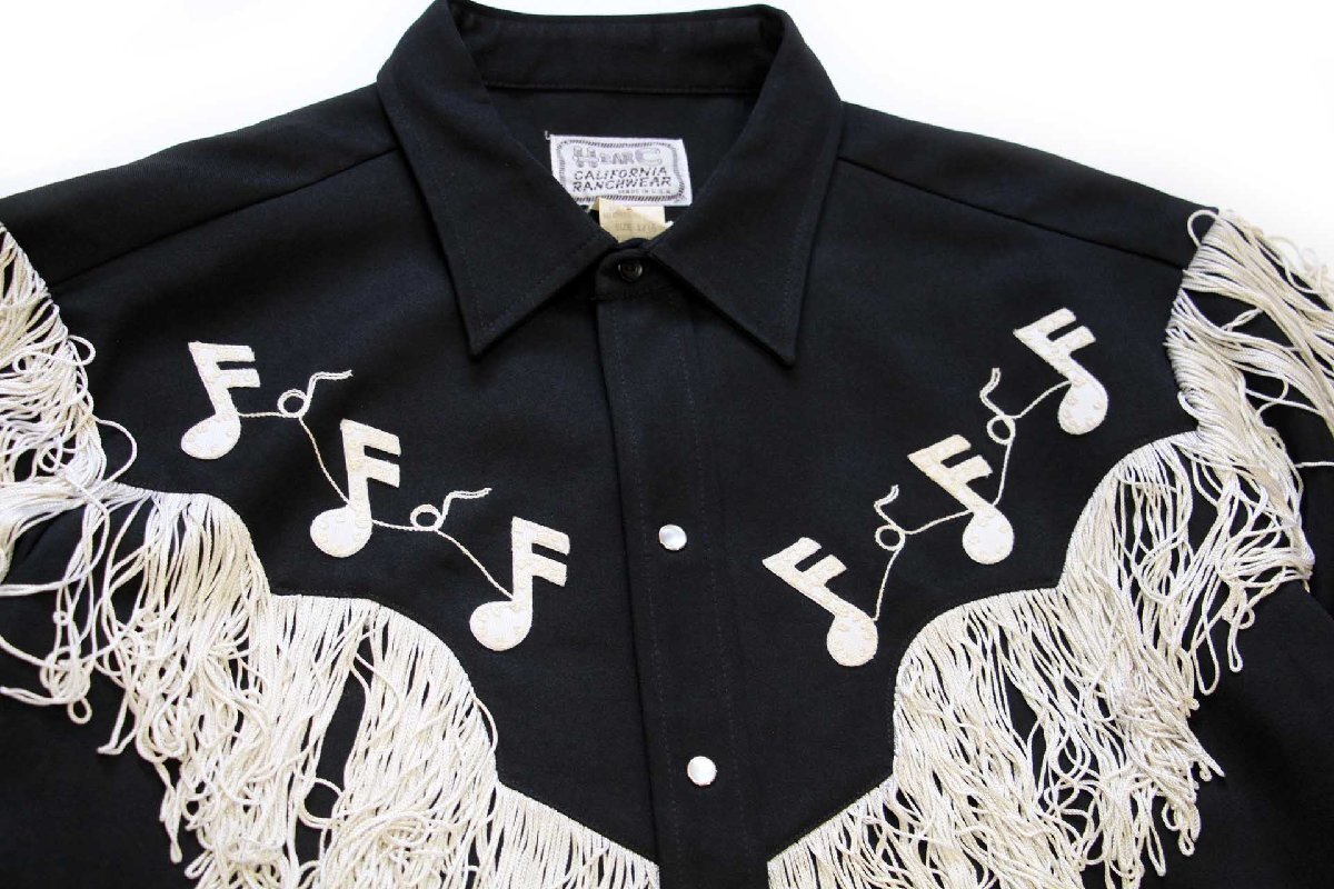 70s USA製 HBARC 音符 チェーン刺繍&フリンジ ロカビリー ウエスタン