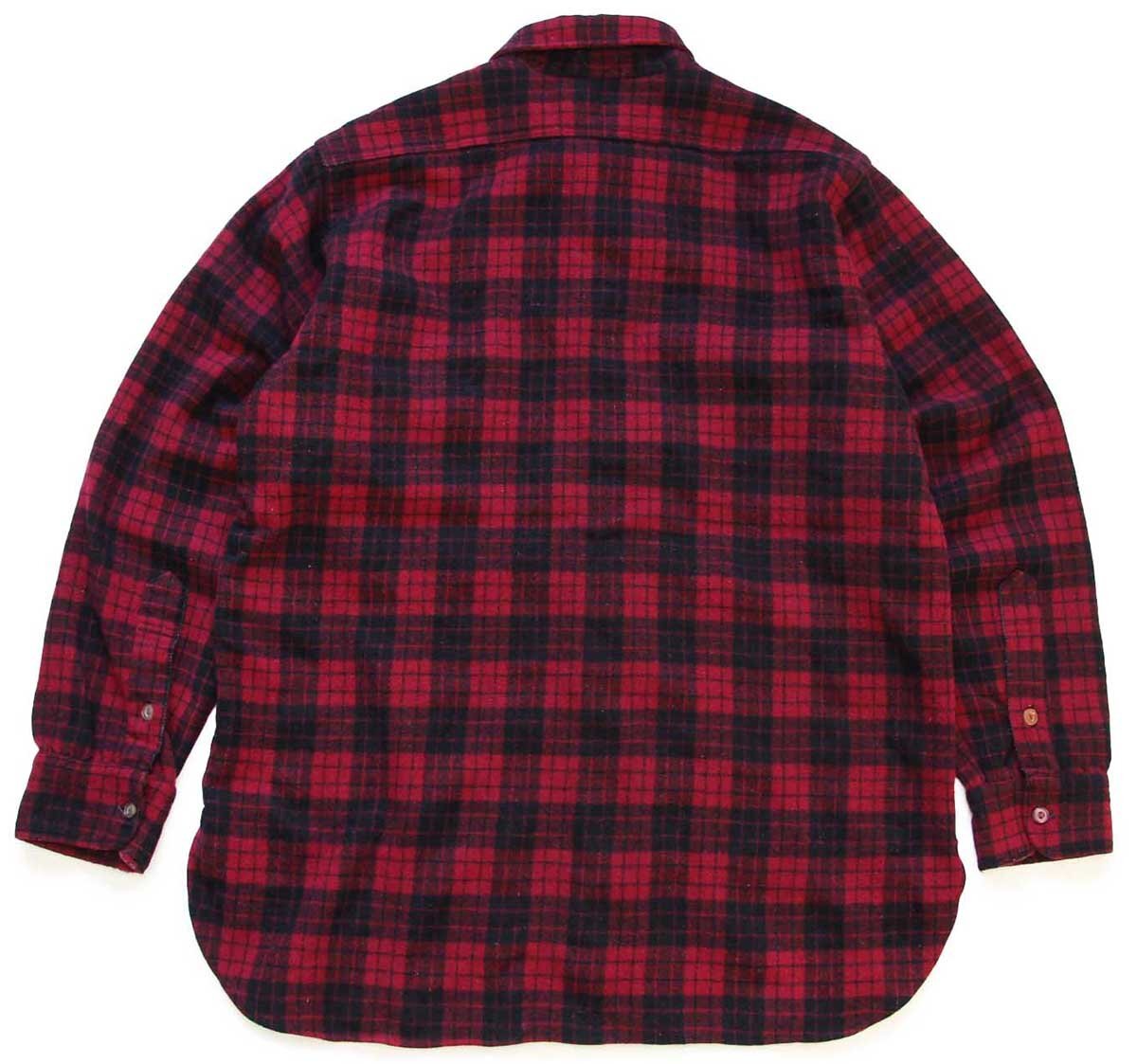 40s PENDLETONペンドルトン チェック ウールシャツ 濃赤×黒