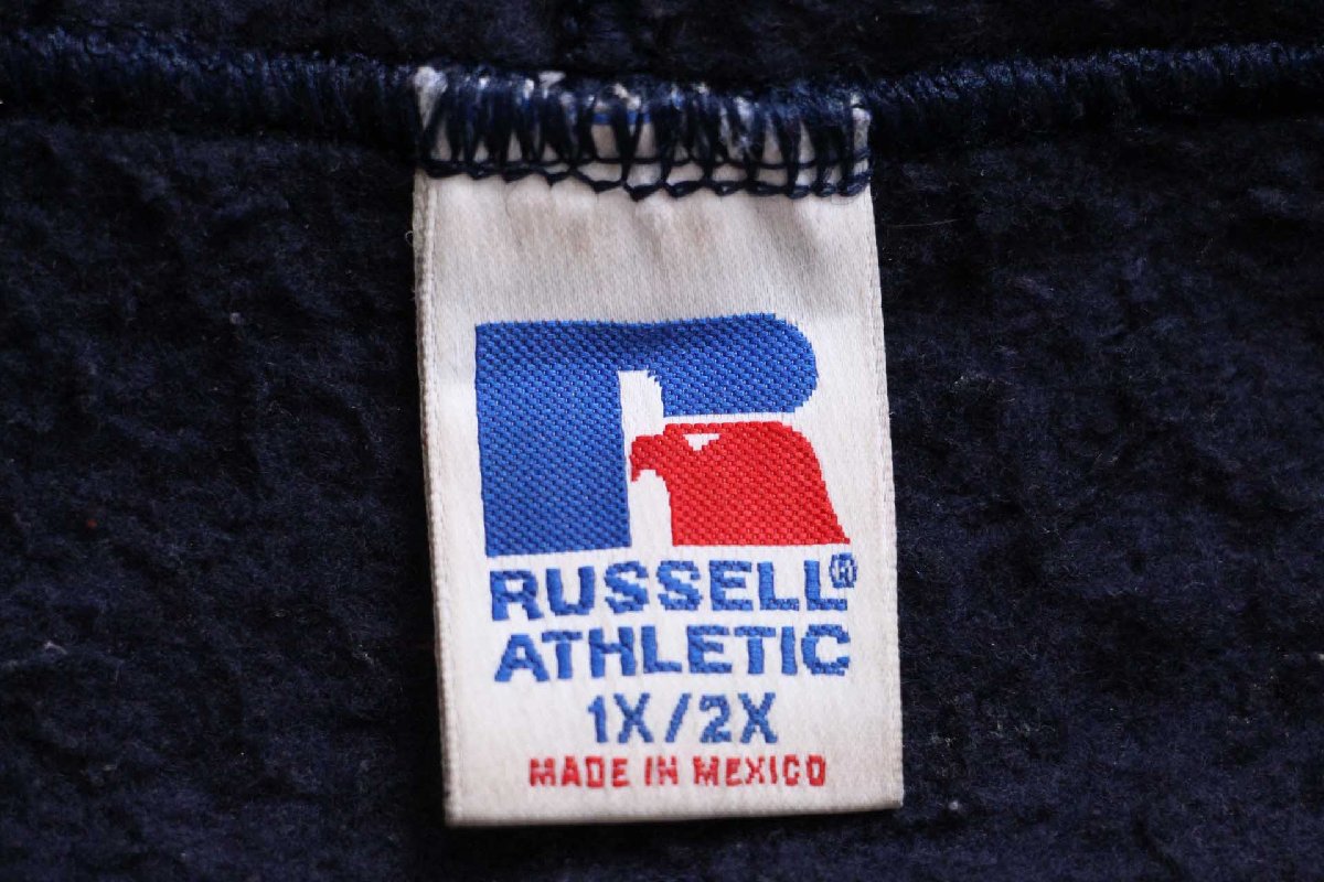 90s メキシコ製 RUSSELLラッセル 無地 スウェット ジップパーカー 紺