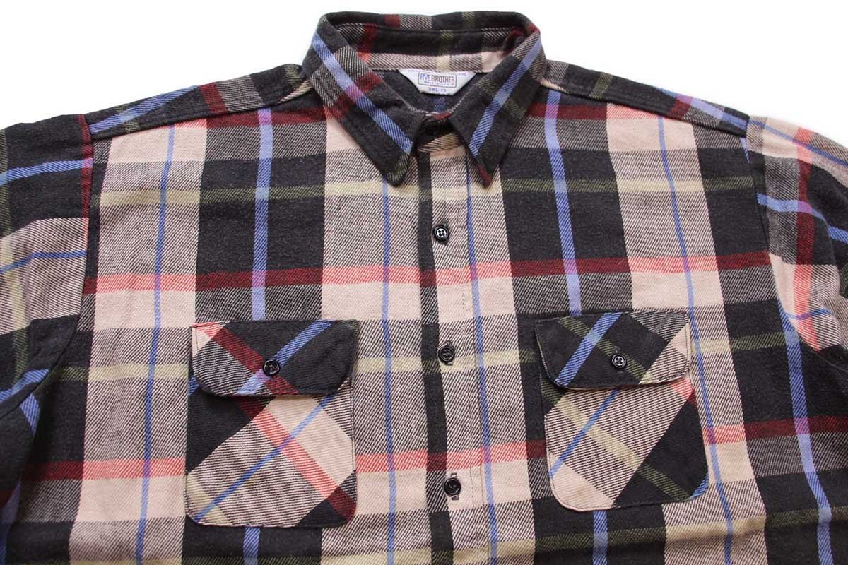 80s USA製 FIVE BROTHERファイブブラザー チェック コットン