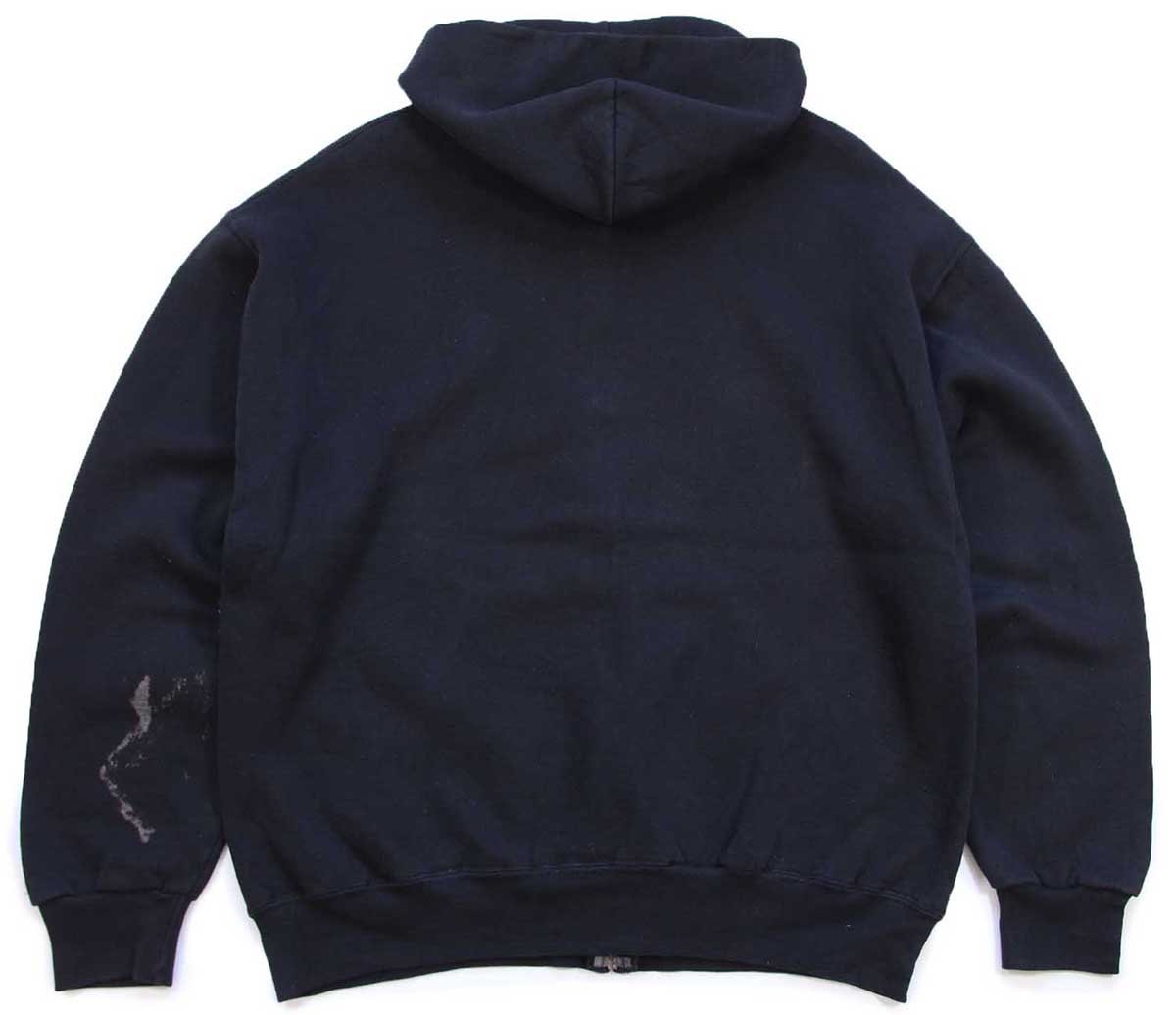 90s メキシコ製 RUSSELLラッセル 無地 スウェット ジップパーカー 黒 L