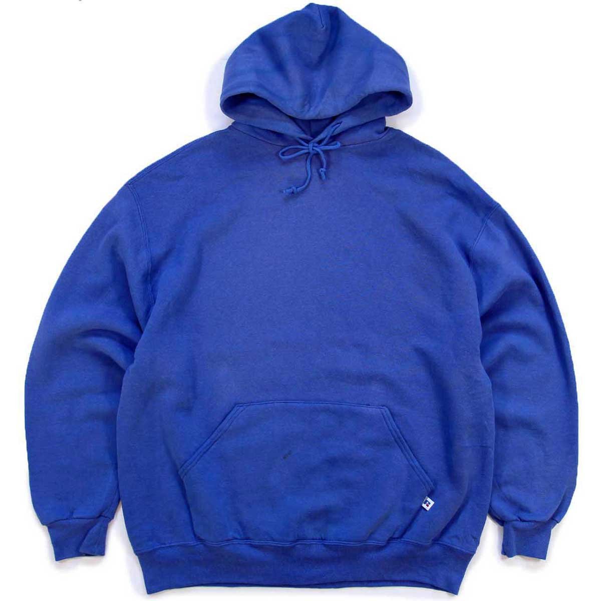 90s メキシコ製 RUSSELLラッセル 無地 スウェットパーカー 青 フェード