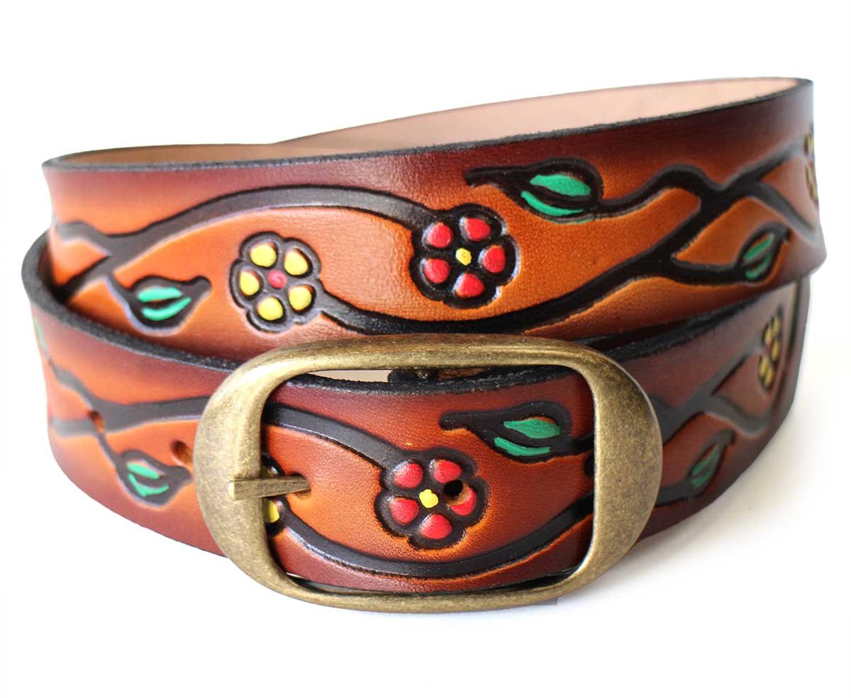 新品☆USA製 BRACKNEY LEATHER WORKS 小花柄 型押し ペイント レザー