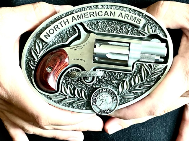 North American Arms 22LR Mini-Revolver in a NAA Oval Belt Buckle