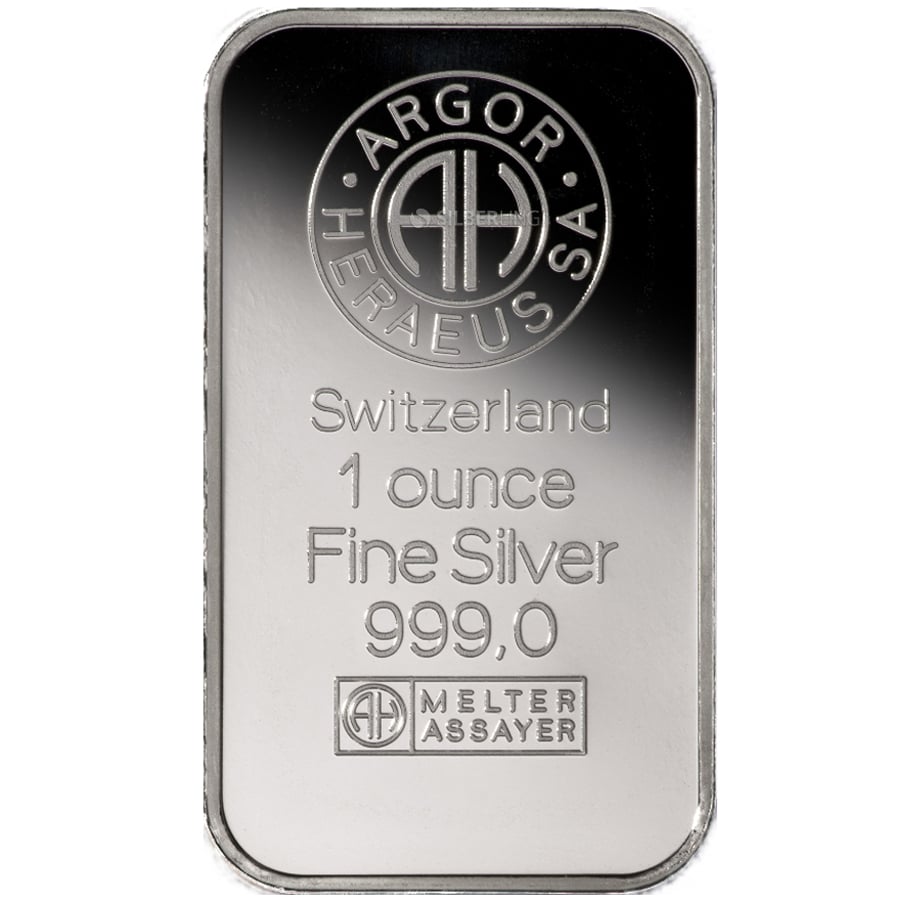 1 oz silver bar by Argor-Heraeus | 999 silver | buy it here