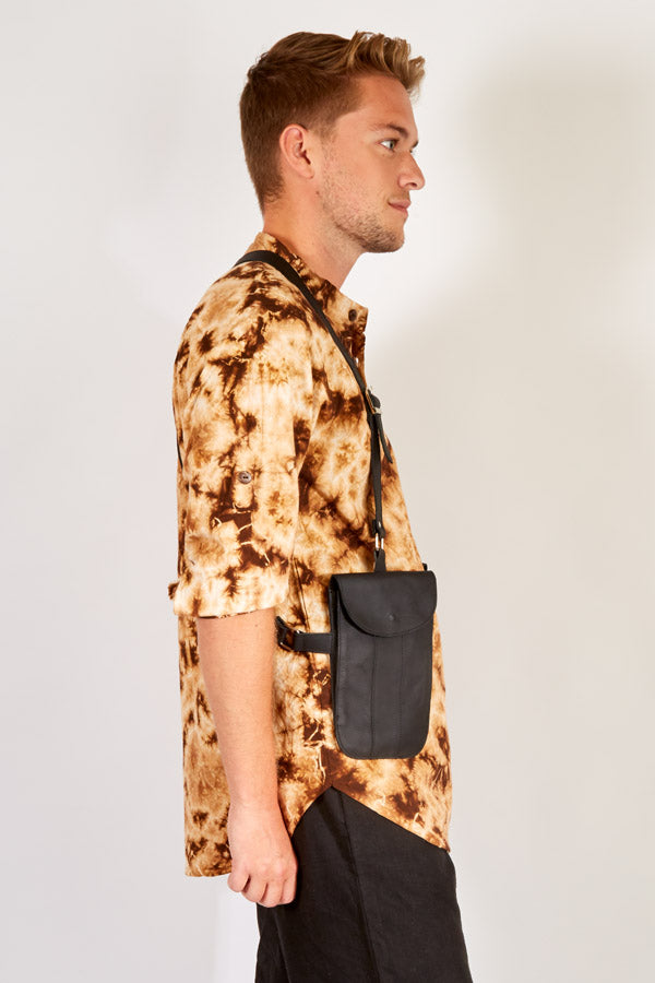 Black Leather Holster Shoulder Bag | Silly Yogi