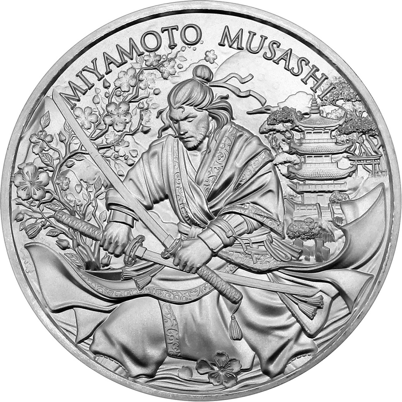 Miyamoto Musashi 1 oz .999 Fine Silver Round – Legendary Warriors