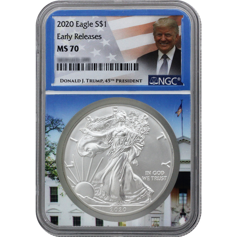 アメリカ2020年 イーグル1ドル銀貨 トランプラベル NGC：MS70 MS70 NGC