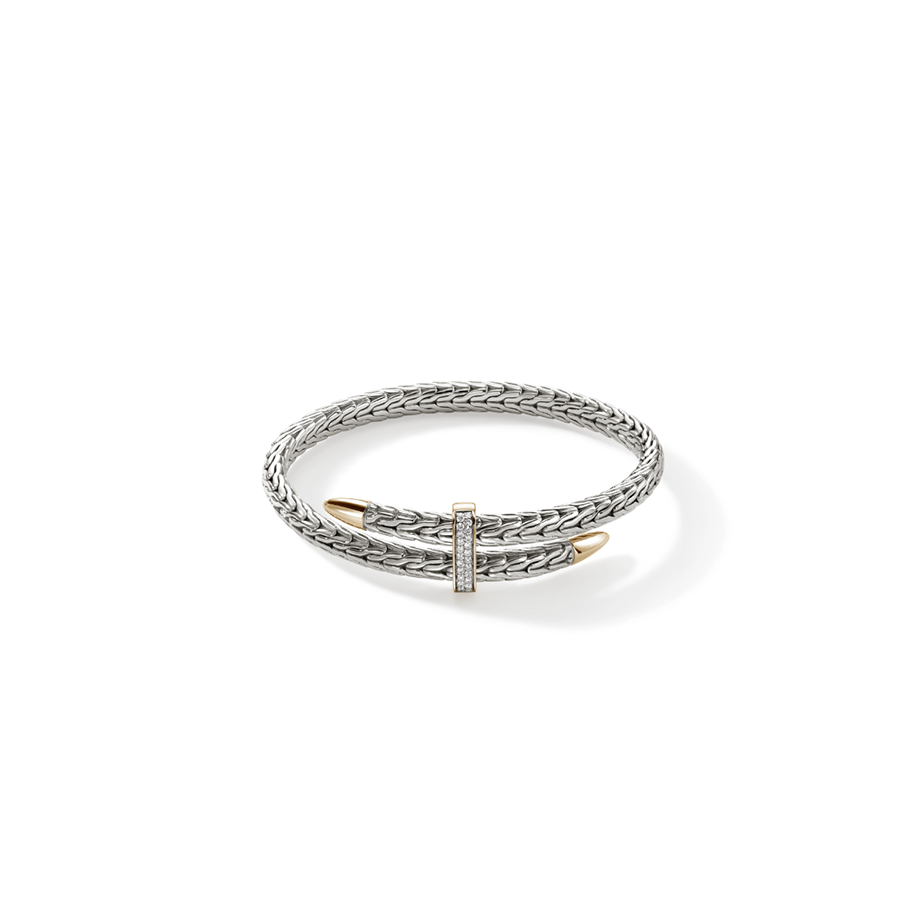 John Hardy Spear Flex Cuff, Silver, Gold, Diamonds - Simmons Fine