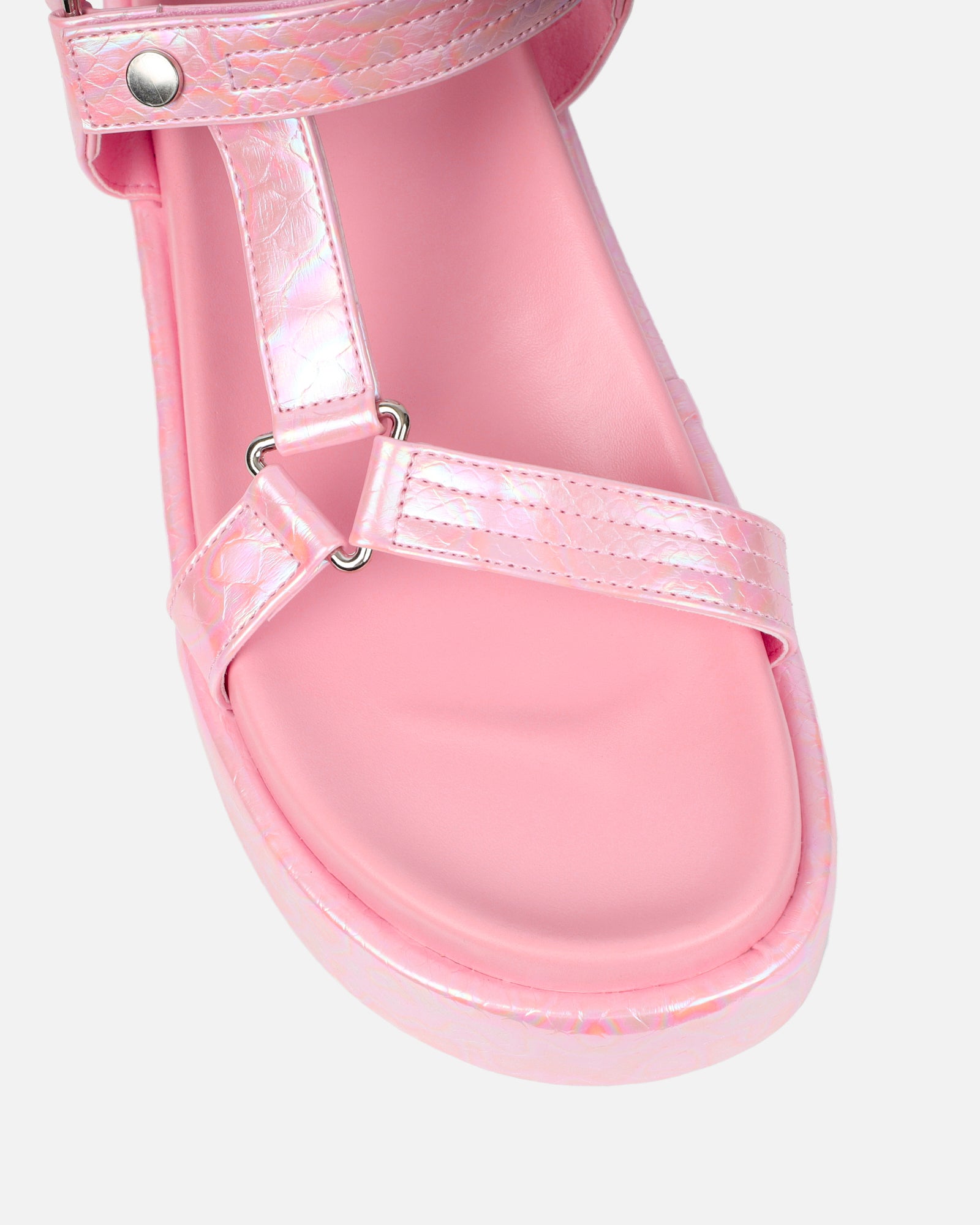 Jamarni Pink Croc Print Flatform Sandals | SIMMI London
