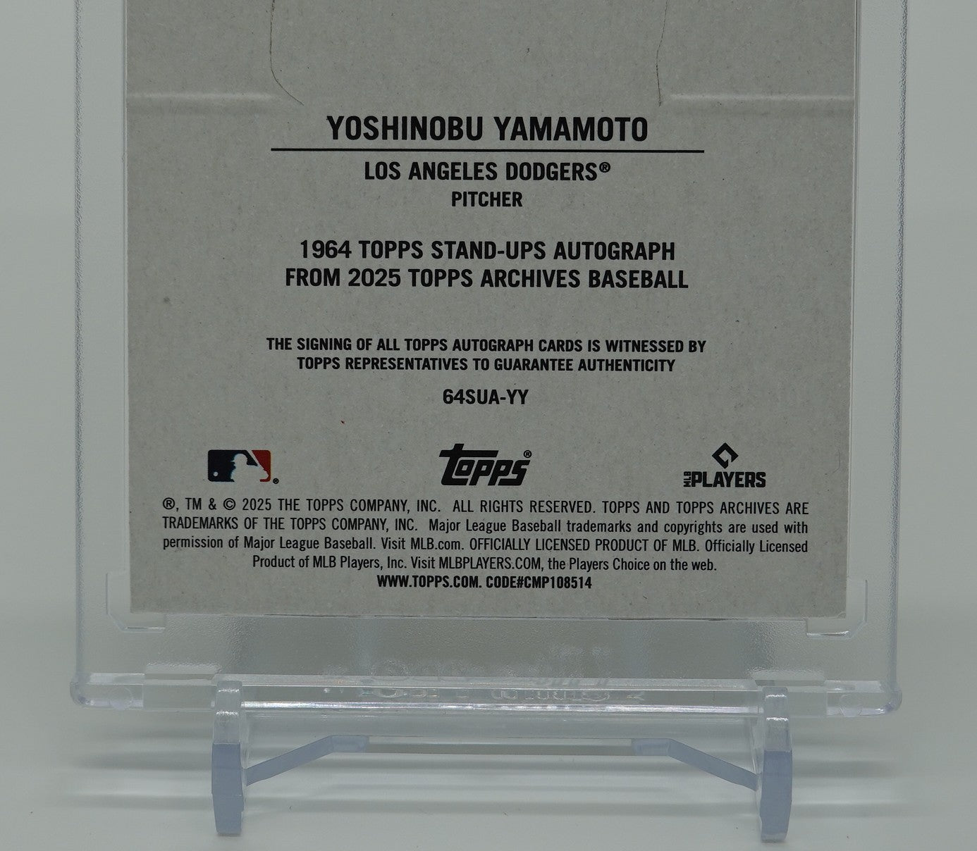 山本由伸 On-Card オート 1964 Stand-Up インサート 2025 Topps