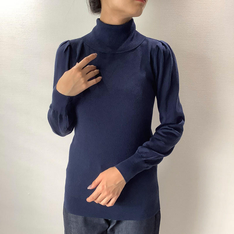 リブタートルニット ネイビー | SINME