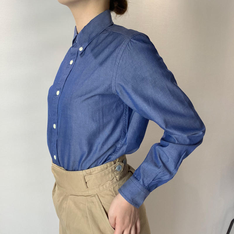 ダンガリークロスボタンダウンシャツ サックスブルー | SINME