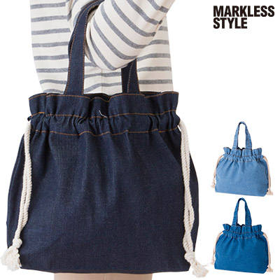 ライトデニム巾着トート（S）｜TR-0865【オリジナルトートバッグ専門店