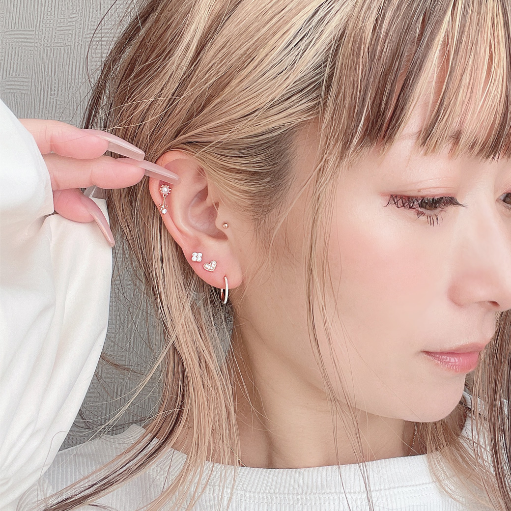 14G 16G ］クローバー 四葉 フラワー キュービック flower ストレート