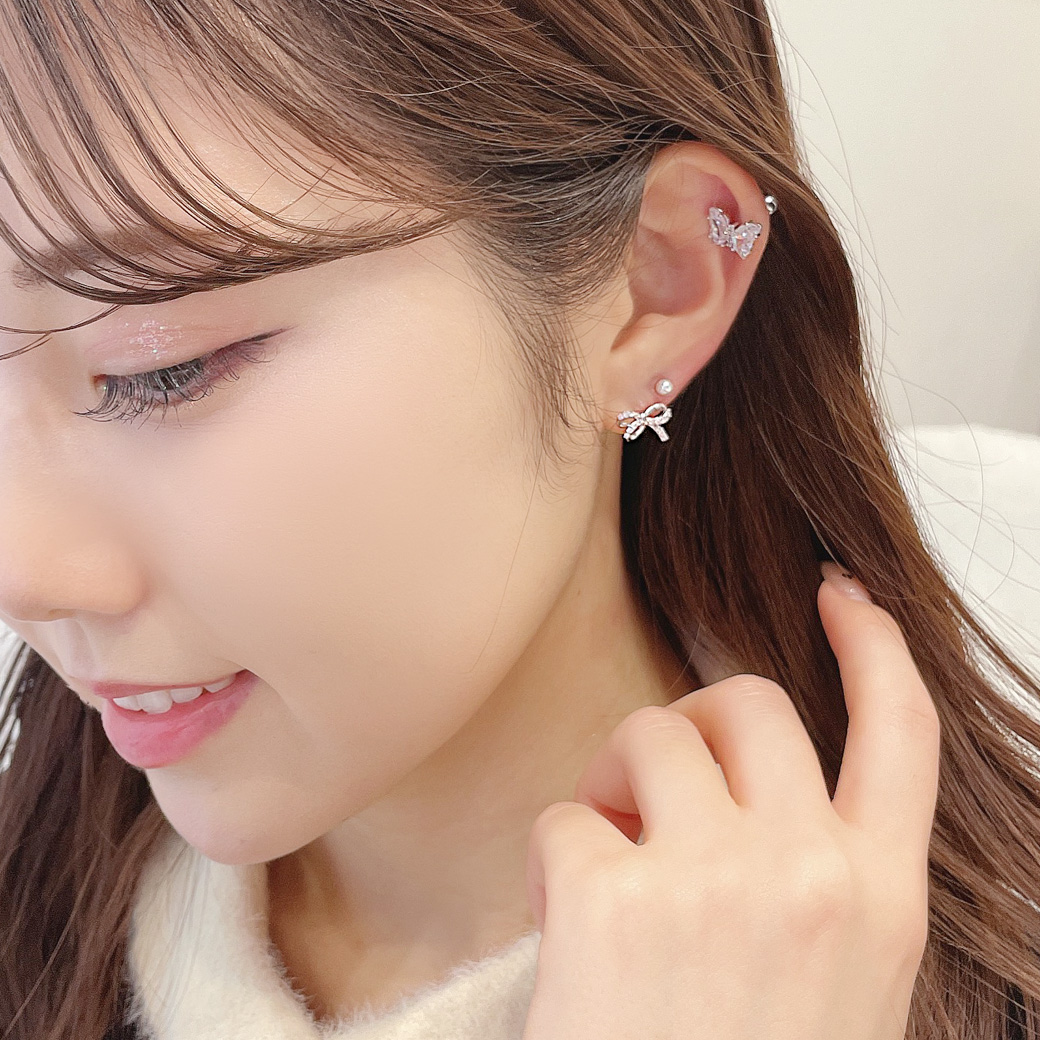 14G 16G ］選べる内径6mm8mm！1点で充分可愛い バタフライ ジュエル