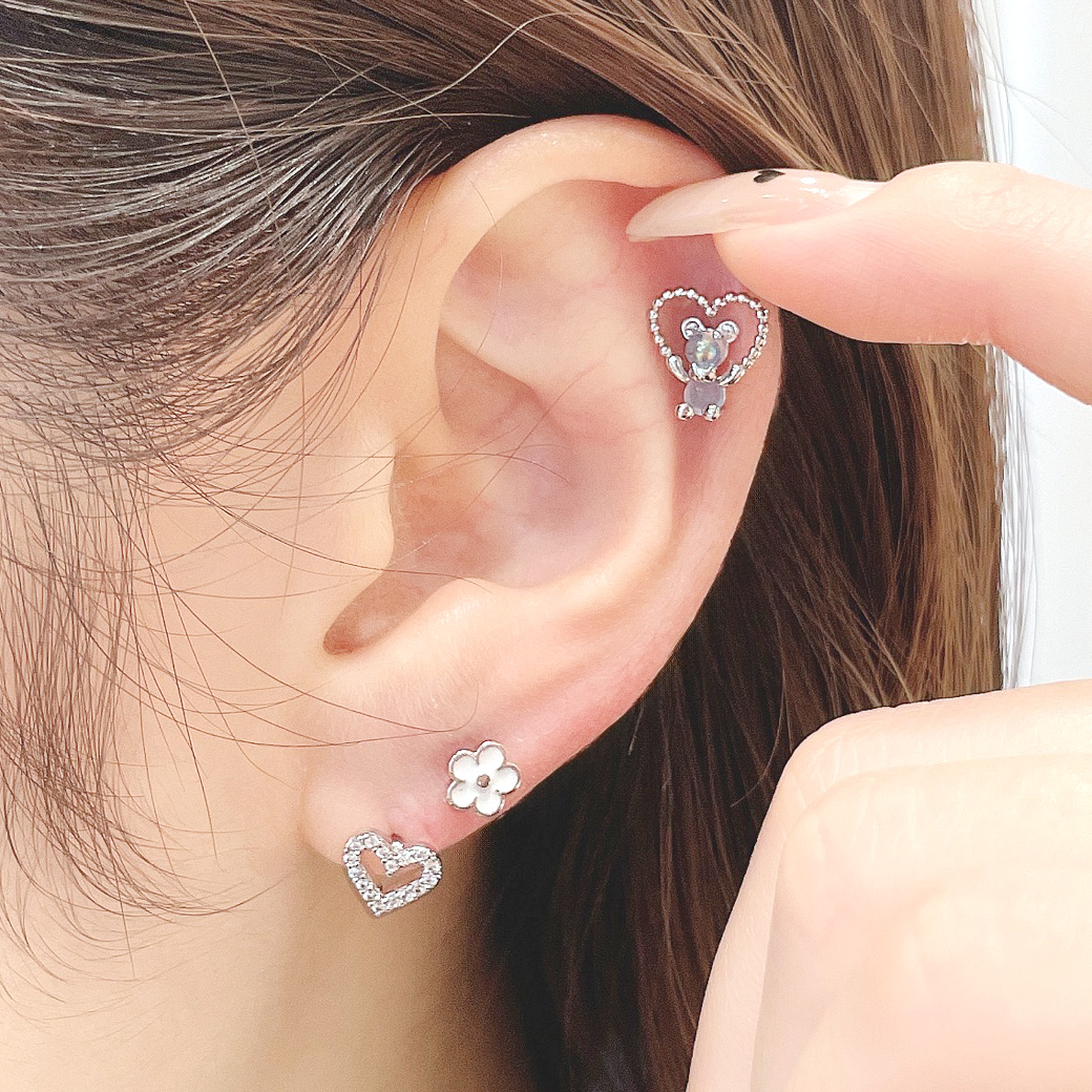 14G 16G ］選べる内径6mm8mm！ぷっくりオーロラ のくまちゃんが可愛い