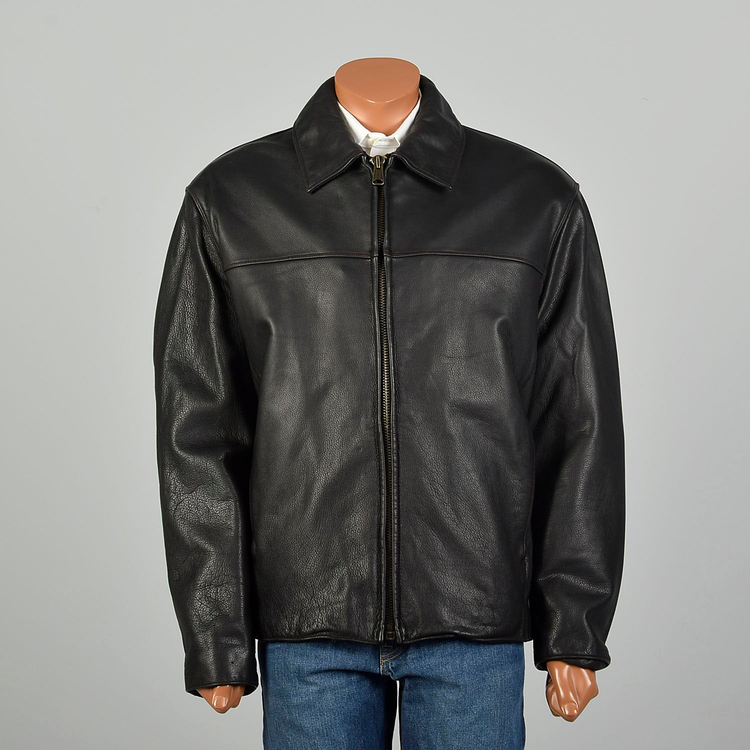 XXL 2000s Marc New York Jacket Classic Zip-Front Black Leather