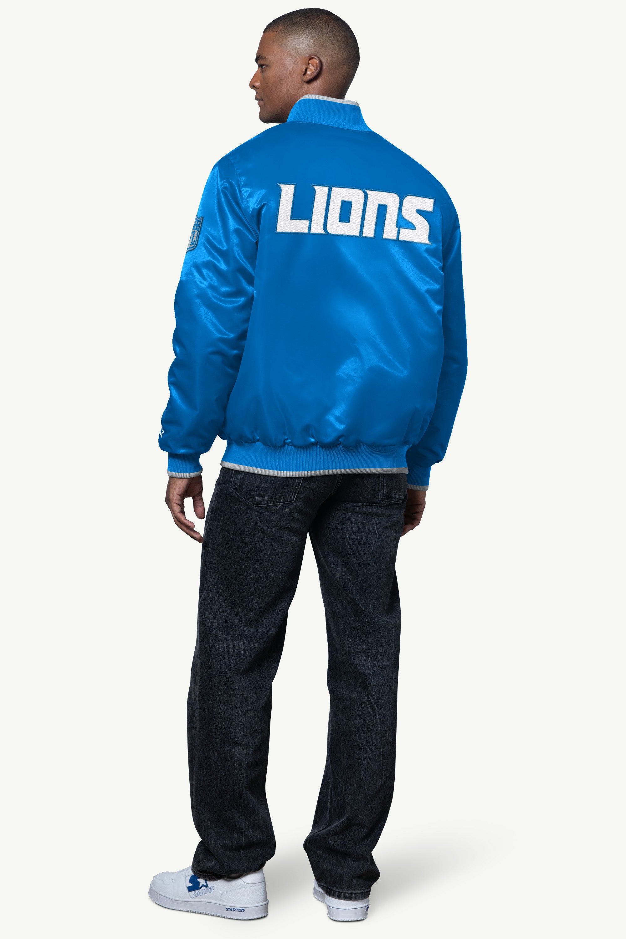 Mens Detroit Lions Ambassador Satin Varsity Jacket | NFL | Starter