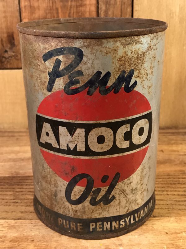 Penn Amoco Oil Tin Can アモコ ビンテージ オイル缶 ブリキ缶 50年代
