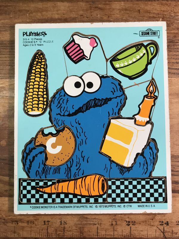 Playskool Sesame Street “Cookie Monster” Wooden Puzzle クッキー