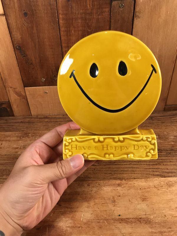 Smile Face “Have a Happy Day” Ceramic Coin Bank スマイルフェイス