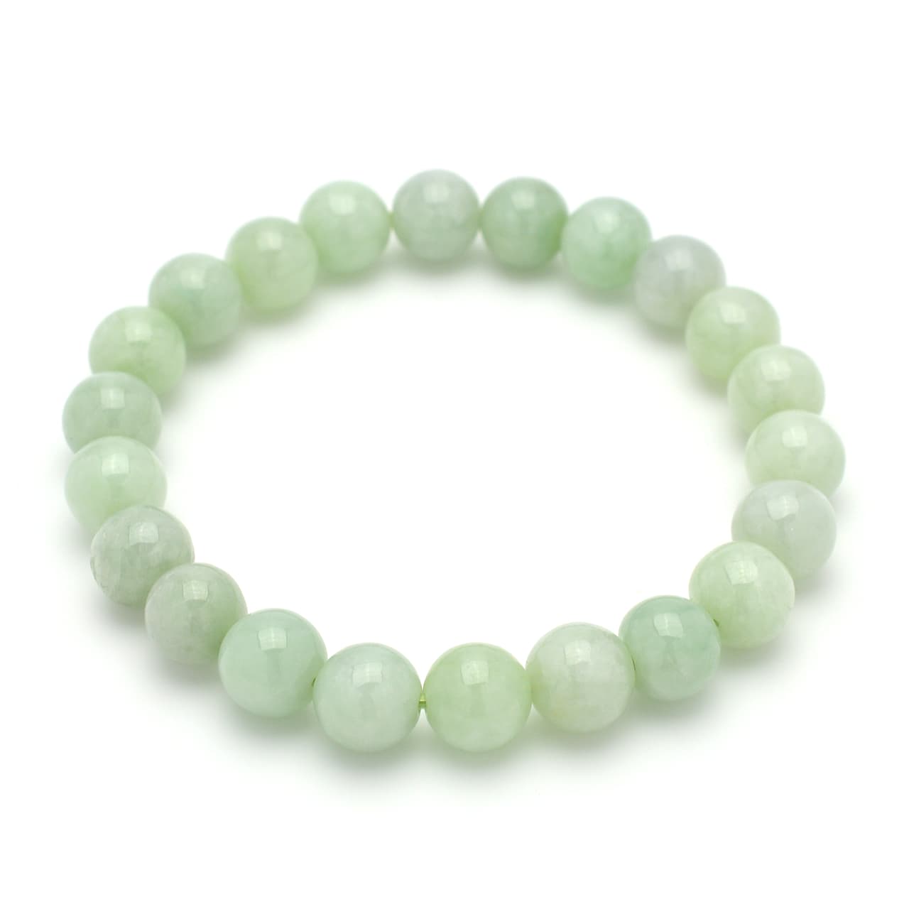 本翡翠(ジェダイト)(4Aランク) - 8.5mm玉、サイズ15.5cm | 天然石