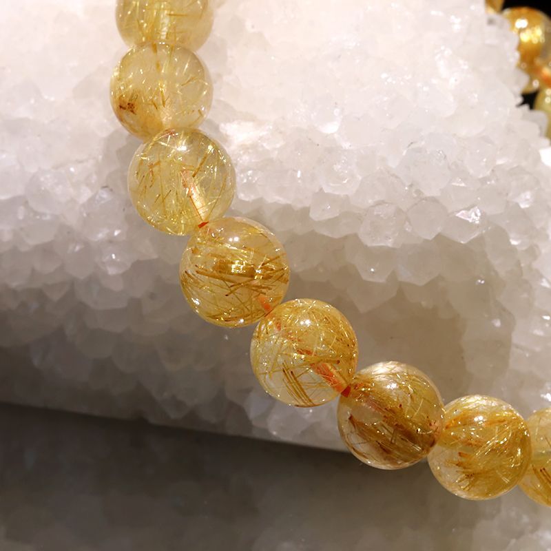 ブレス ルチルクォーツ＜ブラジル産＞ 丸 約8.5mm 金運 財運