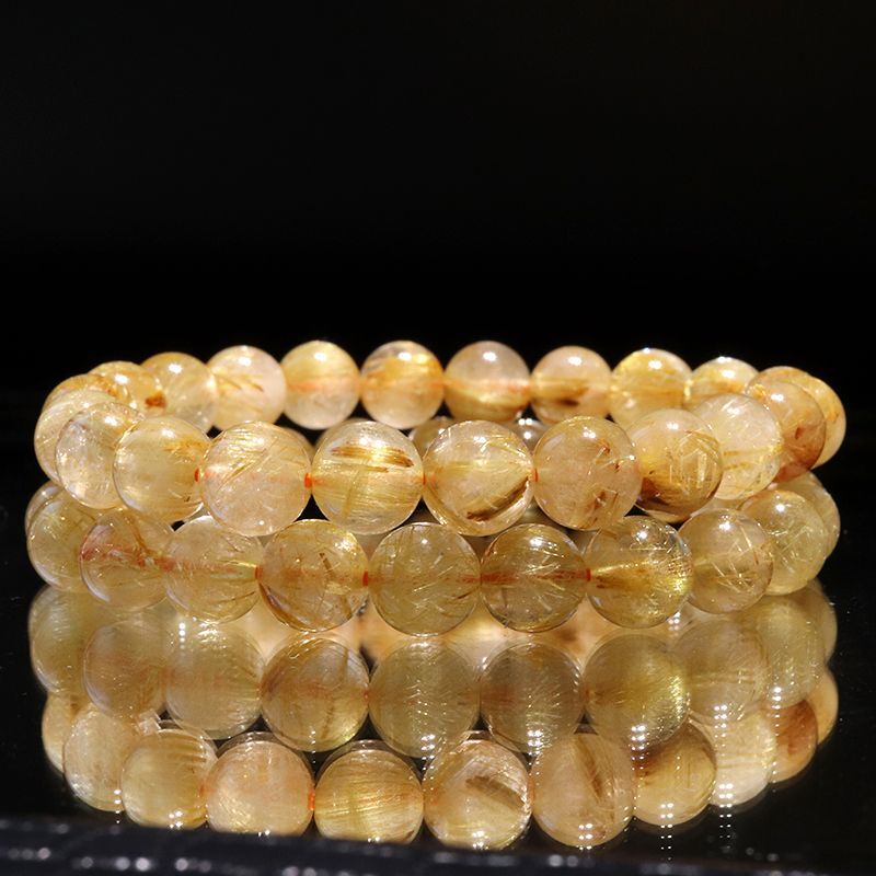 ブレス ルチルクォーツ＜ブラジル産＞ 丸 約8.5mm 金運 財運